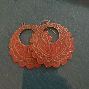 Metal earrings - orange